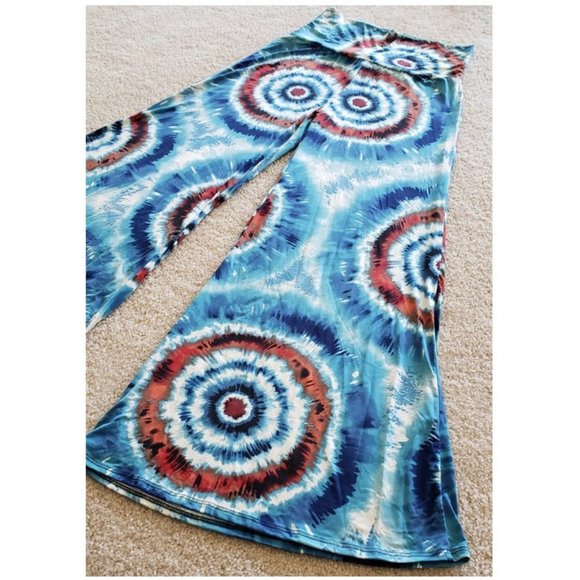 Pants - Plus Size Tie Dye Wide Leg Palazzo Pants